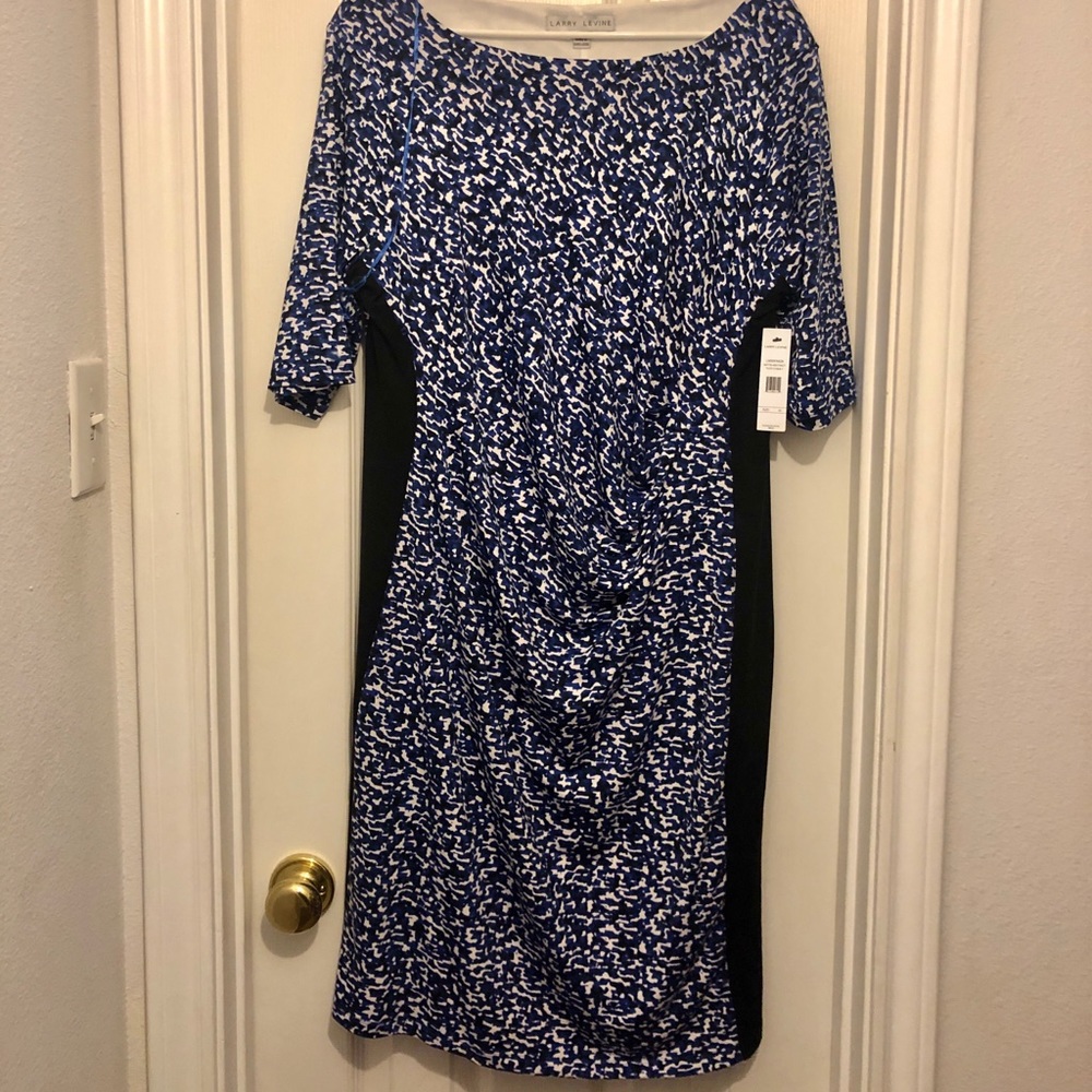 Patterned slim fit professional, knee length dress